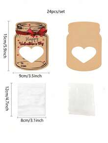 24张复古情人节贺卡，空白留言瓶卡片，趣味DIY交换卡片，派对小礼物，情人节快乐（不含糖果）