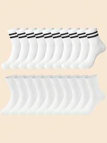6pairs Men Solid Crew Socks - White - View 14