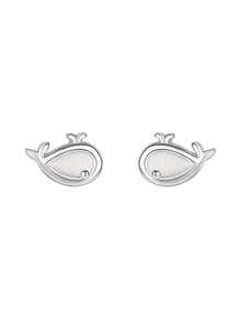 925 Sterling Silver Dolphin Stud Earrings, Delicate & Fashionable, Suitable For Women's Daily Wear, Gift For Mother, Girlfriend, Easter, Valentine's Day - Dolphin Earrings - View 7