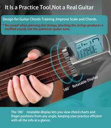 Pocket Guitar Chord Practice Tool, Portable Guitar Neck For Trainer Beginner W/A Rotatable Chords Chart Screen Battery Included - 1 - 查看 5