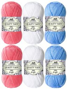 300g 6-Piece Autumn/Winter Crochet Yarn Set - 4-Ply Yarn, Suitable For Beginner Crochet Projects, Can Be Used For Weaving Handbags, Crafts, Decorations, Holiday Gifts - Multicolor - View 7