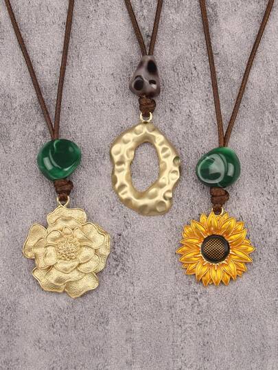 1件时尚优雅的向日葵合金吊坠项链，高端独特的男女通用情侣项链，适合日常佩戴和约会，送给女朋友/男朋友的礼物