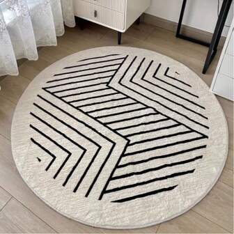 1 st. nordisk minimalistisk rund matta i konstullblandning, dekorativ matta med jultema, juldekor, julklapp, fluffig höst-/vintermatta, högtidsdekor, vintagematta, bohemisk matta, persisk matta, nordisk matta, vardagsrumsmatta, uteplatsmatta, sängklädselmatta för sovrum, heminredning, rumsinredning