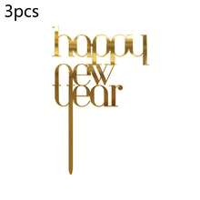 1个/3个新年快乐 Hello 2026 亚克力蛋糕装饰插牌，适用于圣诞节新年派对DIY蛋糕装饰用品 - 彩色 - 查看 16