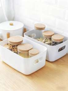 10个装浴室收纳篮，带提手收纳篮，适用于家庭、厨房、浴室、办公室、卧室，可作文具收纳、梳妆台化妆品收纳、塑料学习篮、厨房收纳篮，1/5/10个装