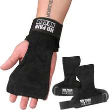 Calleras Crossfit, Calleras de Cuero Unisex con Muñequera Ajustable, para Gimnasio, Entrenamiento, Halterofilia, Etc. - Negro - Ver 1