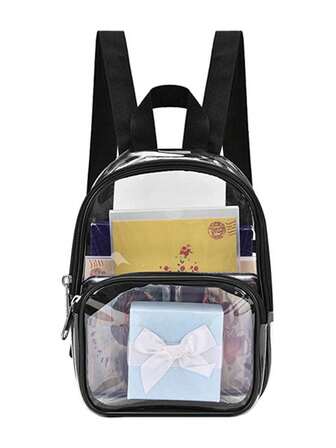 1pc PVC Transparent Shoulder Backpack, Mini Portable Student Schoolbag, Outdoor Stadium Visual Backpack-Eight Colors