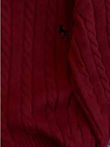 Autumn/Winter Casual Embroidered Crew Neck Cable Knit Sweater For Women, New Loose Cardigan Knitwear - Red - View 4