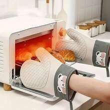 1/2 đôi găng tay silicon hình gấu dễ thương, chống trượt, chịu nhiệt, dày dặn dùng trong nhà bếp, lò nướng, lò vi sóng, bảo vệ tay khỏi nhiệt độ cao. - Nhiều màu - Xem 2