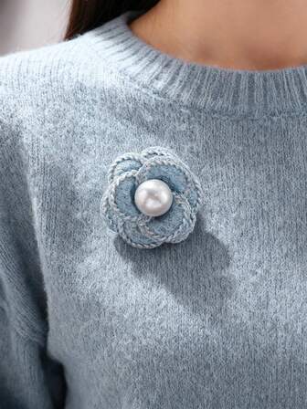 1pc Elegant Versatile Luxury Faux Pearl Camellia Flower Brooch, Suitable For Women's Evening Gala, Party, Formal Occasions, Vacation, Casual Everyday Wear, Perfect Gift