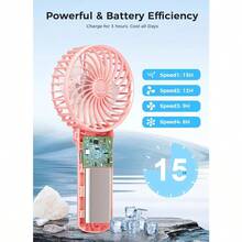 Mini Handheld Fan Portable Rechargeable Fans Quiet 4 Speed 2in1 Battery Operated USB Desk Fan Small Folding Stand Electric Fan For Travel Outdoor Home Office Makeup Gift For Women - Hồng - Xem 5