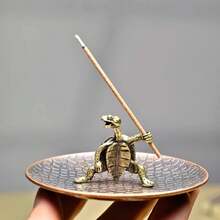 1pc Turtle Shaped Incense Stick Holder, Creative Copper Alloy Incense Stick Stand For Home Gifts Birthday Graduation - Multicolor - View 3