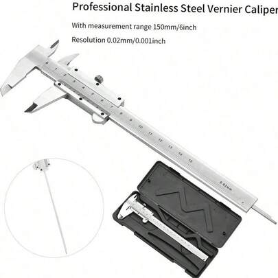 1pc Stainless Steel Vernier Caliper, Precision Measuring Tool For DIY Projects, Battery-Free