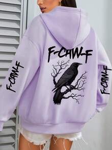 Damen Lässiger, weiter Kapuzenpullover, modisch und bequem, minimalistisch - Mauve - Übersicht 3