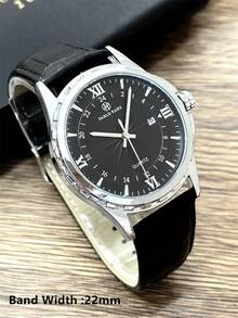 1件 Pablo Raez 魅力男士腕表，不锈钢奢华腕表，绅士复古银色饰品，50米防水，黑色和棕色超柔软纤维皮革表带，AAA级极简日历时钟，男士SUS304钢表带，不褪色，全新休闲石英表 - 銀色 - 查看 3