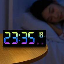 NieNie Voice Control Colorful Digital Alarm Clock Temperature Date Display 5 Level Brightness Dual Alarm Night Mode Snooze Table Clock 12/24H Anti-Disturb Function Electronic LED Clock(Battery Not Included) - Multicolor - View 13