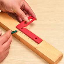 Linijka pomiarowa 3D o wielu kątach, kątomierz ze stopu aluminium 45/90 stopni, kątownik trójkątny do obróbki drewna, precyzyjne narzędzie pomiarowe do projektowania dla inżynierów cieśli z podziałką do projektów stolarskich, inżynieryjnych i DIY - Czerwony - Zobacz 2