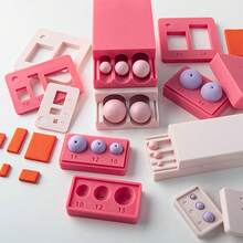 1个/2个软陶圆形模具，手工粘土圆球珠定位穿孔工具，带容量测量功能，适合初学者软陶首饰制作的工艺工具 - 杏色 - 查看 2