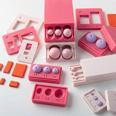 1 pieza/2 piezas Molde redondo de arcilla blanda, herramienta de posicionamiento y perforación de cuentas de bolas de arcilla blanda hechas a mano con medida de capacidad, herramientas de artesanía para principiantes en la fabricación de joyas de arcilla blanda