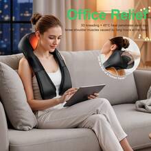 Shiatsu Neck And Shoulder Back Massager With Heat – Electric Deep Tissue Kneading Back And Neck  Massage Pillow For Pain Relief And Relaxation – Perfect Gifts For Mother's Day, Father's Day, Birthdays, And Christmas.(NOT Cordless) - màu đen - Xem 2