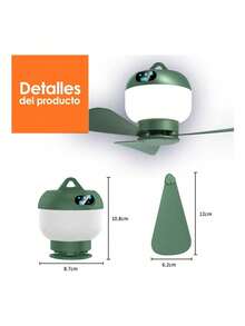 Ventilador De Camping Ventilador De Techo Led Usb 6000mah, Ventilador eléctrico portátil con ventilador de techo, ventilador pequeño para dormitorio, ventilador de techo con luz mosquitera, alto flujo de aire,