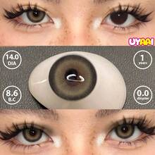 UYAAI 1 Pair - Natural Enlargement Color Contact Lenses, Large Diameter, Suitable For Dates, Daily Wear, And Parties - Aoki Grey - View 2