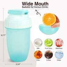 D.Y.A 16oz Shaker Bottle,Leak Proof Sports Shaker Cups For Protein Shakes,Shaker Bottle For Pre Workout And Travel To Go, & Easy Clean, Light Blue - 黑色 - 查看 11