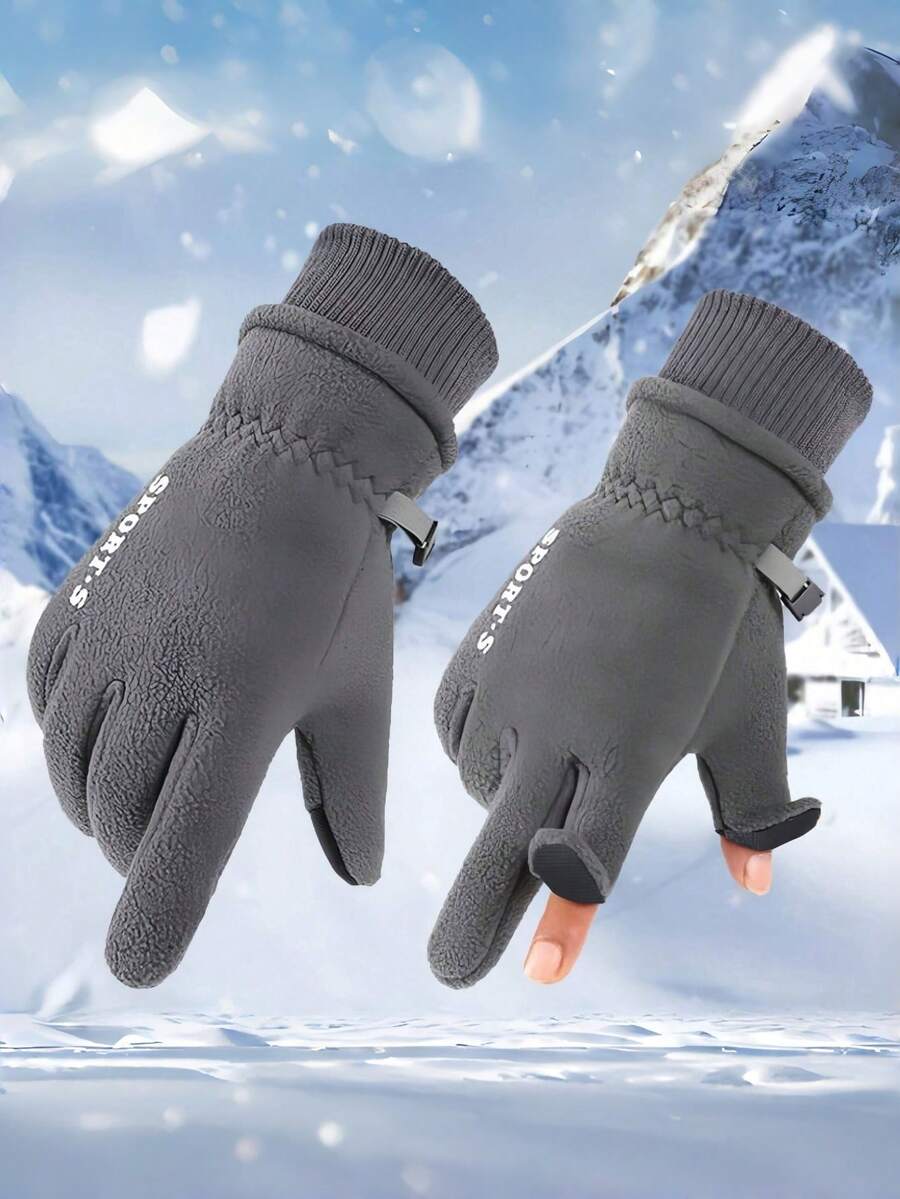 Winter Skiing Gloves, Fleece Material With Thickened Padding, Outdoor Thermal Cycling Gloves, Suitable For Both Men And Women, Touchscreen Compatible, Christmas Gift For Friends - Multicolor - View 1