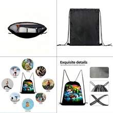 5-Piece Dinosaur Truck Printed Backpack Set (Double-Layer Backpack + Shoulder Strap Round Lunch Bag + Multi-Functional Pencil Case + Drawstring Bag + Coin Pouch) - Black - View 7