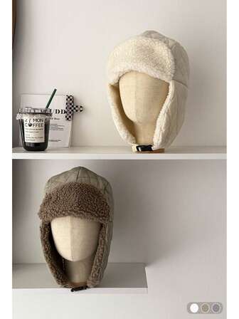 Höst/vinter rombpläd förtjockad lammullsmössa, varm hörselskyddande skidmössa, termiskt fodrad vindtät cykelmössa, utomhuskörning i bomull med elfordon, ny rutig pilotmössa, tjock varm hörselskyddande mössa med skärm