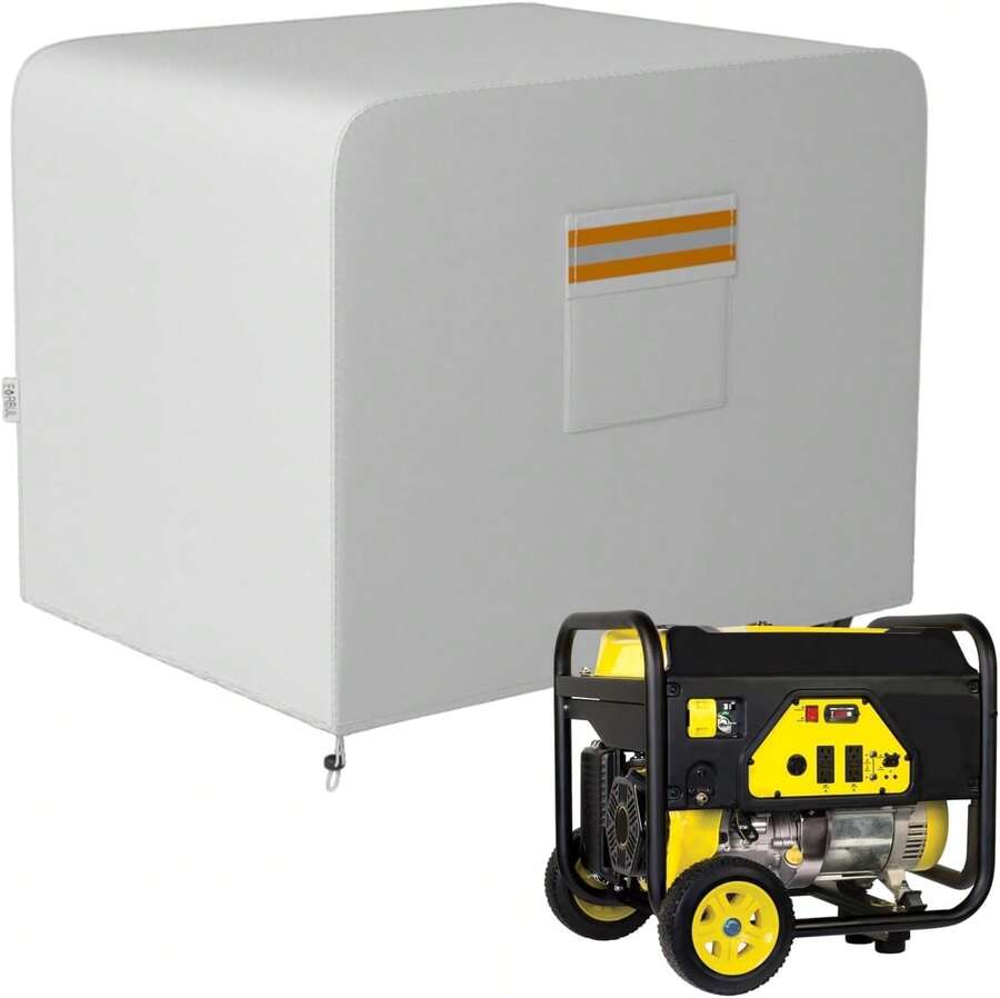 Generator Cover, 32L 24W 24H Heavy Duty Waterproof 420D -Weather Generator Cover With Storage Compatible With Most Generators 5000-10000 Watt (Gray) - Gray - View 1