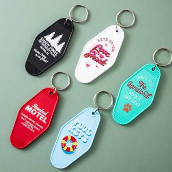 1pc PVC Motel Inspired Design Car Motel Key Chain, Fashionable Key Tag, Funny Gift For Her, Cute Gift Idea, Car Accessories