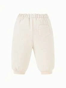 mini bala Girls Fleece Lined Pants Winter 2025, Cozy Warm Soft Cute Style - Light Khaki - View 5