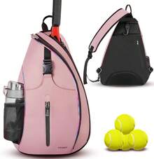 Bolsa de Tenis, Mochila Padel Resistente al Agua Raquetero, Cruzada Mochila Tennis Bag para Hombres y Mujeres, para Raquetas Bádminton, Squash, Pickleball, Pelotas y Otros Accesorios Deportivos - rosa brillante - Ver 1