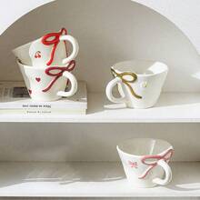 Ceramic Cup Coffee Cup Water Cup Mug Tea Cup Cup Minimalist Nordic Style For Brewing Tea With Handle Engraving Available Made-To-Order - Cups and Saucers, Hand-pinched Ribbons - View 3