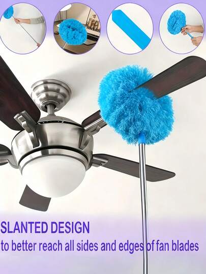 Extendable Ceiling Fan Duster Cleaner, Adjustable Length From 13 To 31.5 Inches, Made Of Microfiber, Suitable For Home Cleaning Including Ceiling, Kitchen, Bedroom, Bathroom, Furniture And Car. Reusable, Cleans Fan Blades, Machine Washable, Easy Dust Removal. Ideal For Home And Office, Suitable For Both Men And Women, Essential Cleaning Tool.