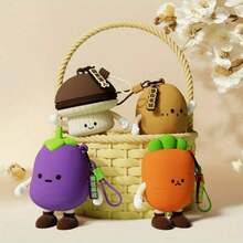 1pc Cute 3D Carrot And Radish-Shaped Storage Bag - Reusable Mini Earphones, Coin, Key Holder With Expressive Eyes And Cheeks - Durable And Portable Organizer, Money Bag, Keychain, Adorable Accessories, Vegetable Design, Lightweight Small Bag, Soft Material, Small Wallet, Perfect For Electronics Users, - Multicolor - View 3