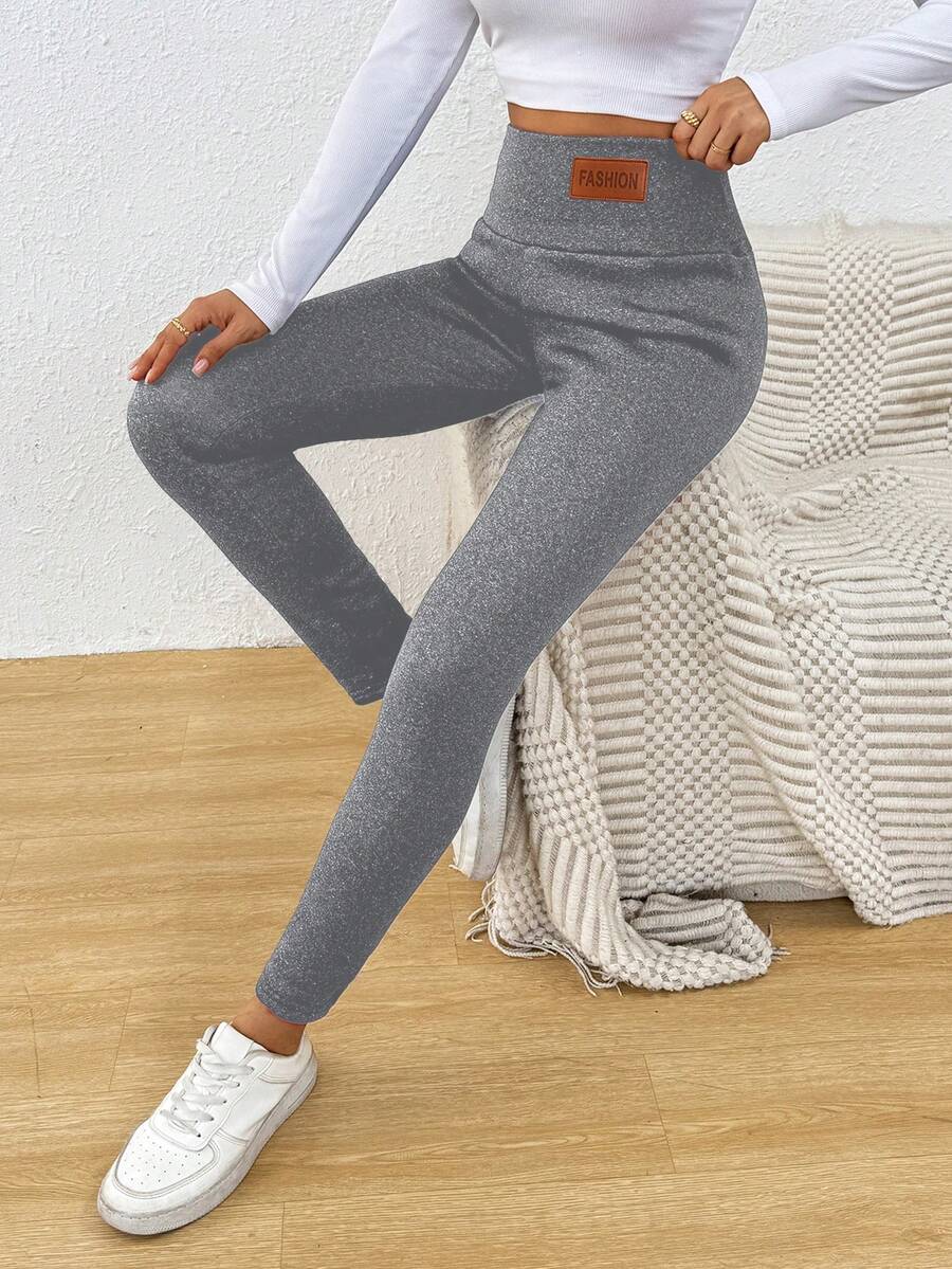 Quần bút chì bó sát lót nhiệt cạp cao, quần legging giữ nhiệt co giãn cho nữ, Cross Border - Màu Xám nhạt - Xem 1