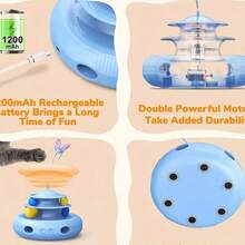 Cat Toys, 3-In-1 Rechargeable Automatic Interactive Cat Toy With Fluttering Butterfly, Random Moving Ambush Feather, Two-Tier Track Balls, 5H Smart Standby, Touch-Activated, Christmas Gift For Cats, Keeps Cats Active In Winter,Gift, Present, Celebration