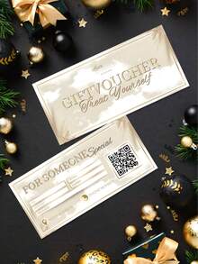 1pc Custom Luxury Gold & Beige Beauty Gift Voucher, Editable Double-Sided Salon Gift Certificate, Christmas Canva Template, Printable Beauty Voucher,Custom Photo,Text Message And QR Code Luxury Gift Voucher,Personalized Gifts,Customized Christmas Gifts,Christmas - Multicolor - View 8