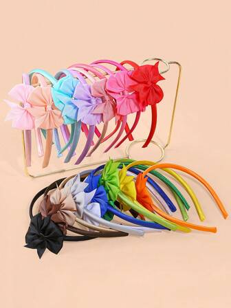 5 piezas Diademas con moño de cinta de gró de color caramelo, accesorios de moda sencillos y casuales para uso diario, viajes, fiestas, adecuados para mujeres