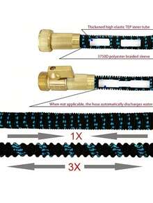 Manguera de jardín expandible con boquilla de rociado de 10 funciones, manguera flexible, 3/4" EE. UU., para riego y limpieza del jardín - negro azul - Ver 7