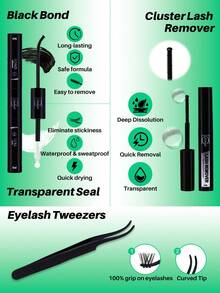 168PCS D Curl WL2-5 Lash Clusters Kit 10-18mm Mixed Length Hybrid Volume Wispy Eyelash Clusters - WideSpan DIY Eyelash Extension Kit Spiky Cat Eye Lashes Individual Fake Eyelashes Clusters Kit Ultra-Thin Invisible Lash Band - 黑色 - 查看 6