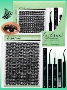 168PCS D Curl WL2-5 Lash Clusters Kit 10-18mm Mixed Length Hybrid Volume Wispy Eyelash Clusters - WideSpan DIY Eyelash Extension Kit Spiky Cat Eye Lashes Individual Fake Eyelashes Clusters Kit Ultra-Thin Invisible Lash Band - 黑色 - 查看 8