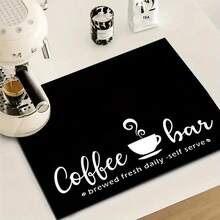Black Coffee Themed Drying Mat, Rubber Coffee Mat,  Non-Slip Rubber Bottom, Multi-Purpose Kitchen Countertop Mat, Daily Brewing Theme - 40*50 - 查看 7