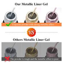 2支装金属彩绘勾线凝胶指甲油套装，金银色凝胶指甲油，半永久勾线UV凝胶美甲油，适用于绘制法式美甲图案，居家美甲沙龙DIY美甲套装，女士礼物 - 彩色 - 查看 3