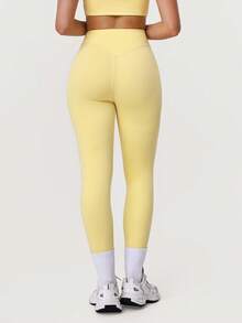 Sodalemon Women Running Yoga No Front Seam Buttock Lifting Casual Outdoor Sport Leggings Tights