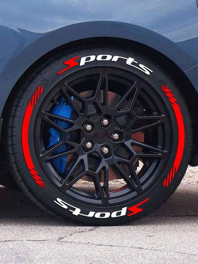 8片装运动轮胎字母贴纸，适用于4个轮胎 – 防水PVC轮毂贴花，醒目的运动赛车性能JDM改装风格，漂移/姿态风格轮胎字母贴纸，适用于改装车，DIY定制运动外观，街头汽车文化配件，非常适合展示车和日常驾驶，不含胶水