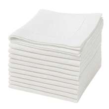 Ramanta Home Hemstitched Dinner Napkins Set Of 12 - White, 18x18 Inches - Premium Textured Cotton Soft Cloth Napkins - Durable And Reusable For Weddings Or Everyday Use,18inchx18inch(Setof12),White - 白色的 - 查看 1