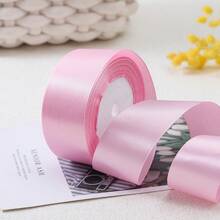 1 Cuộn Nơ Ruy Băng Satin Rộng 4cm Phụ Kiện Tóc Cho Bánh Nướng Gói, Ngày Lễ Tình Nhân Trở Lại Trường - Màu Hồng  San hô - Xem 3